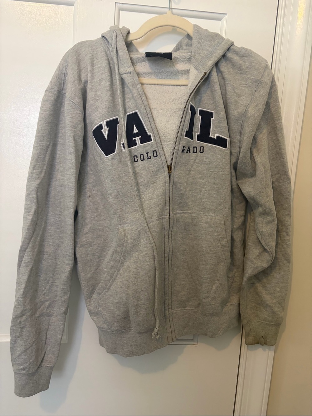 Women's Gray Full-Zip Hooded Sweater - Vail Colorado Graphic